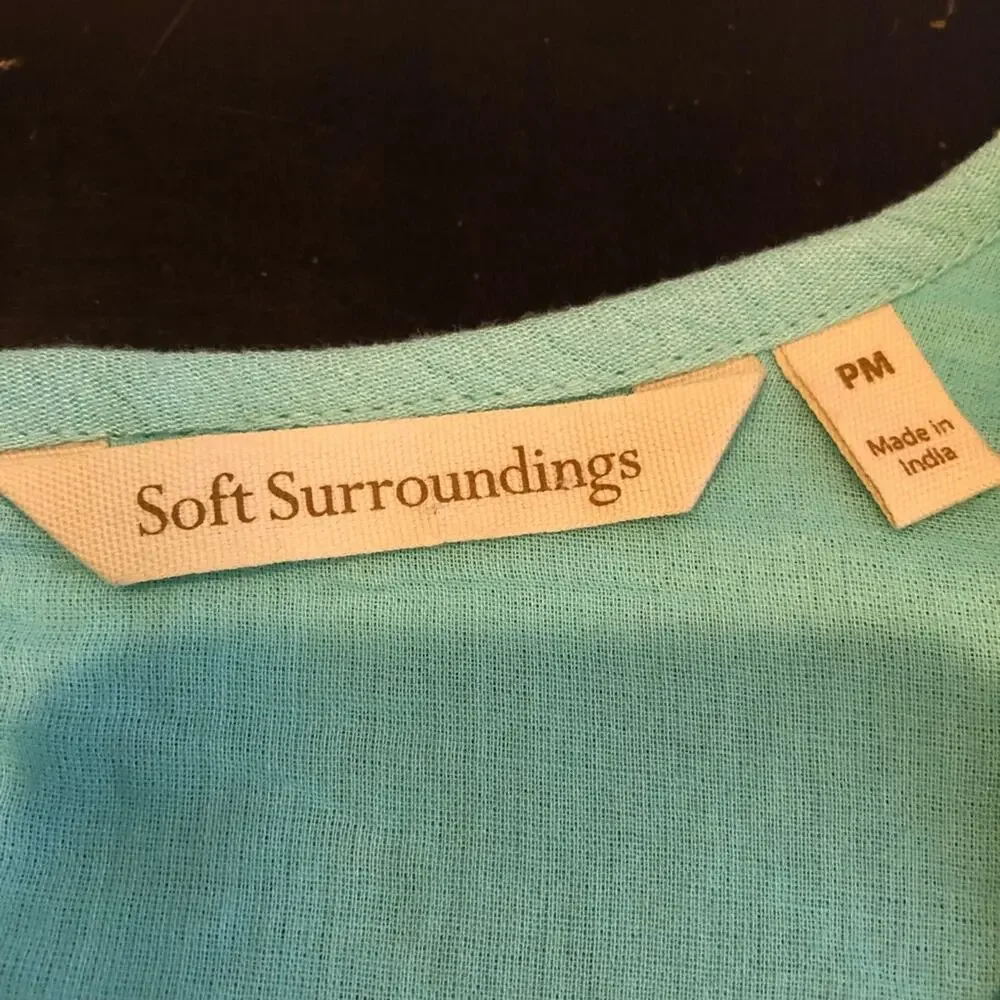 Soft Surroundings light blue cold shoulder shift dress size Petite Medium PM